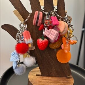 Lot of 12 Random colorful  Keychain Set with Charms/Bag Charms handmade